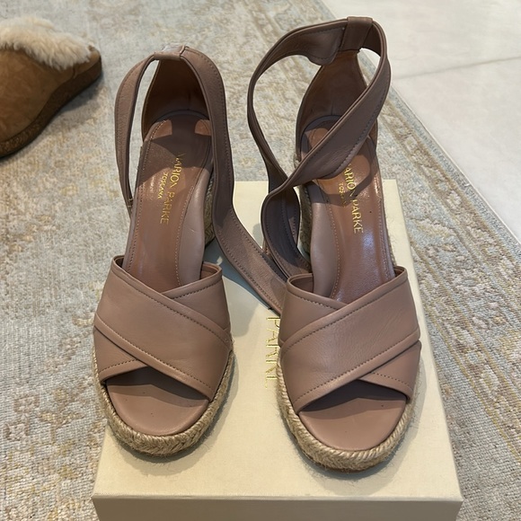 Ankle tie leather wedge - Picture 2 of 5